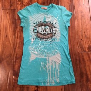 Skinny Minnie T-shirt- Cowgirl Aqua